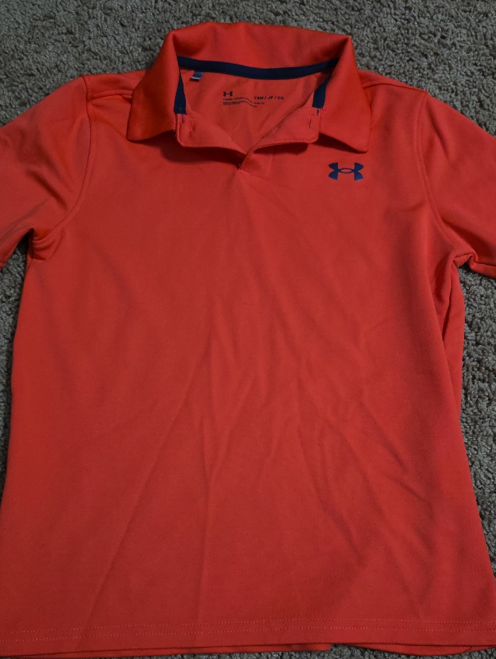 Under Armour Coral Colored Polo with Navy Logo Accent